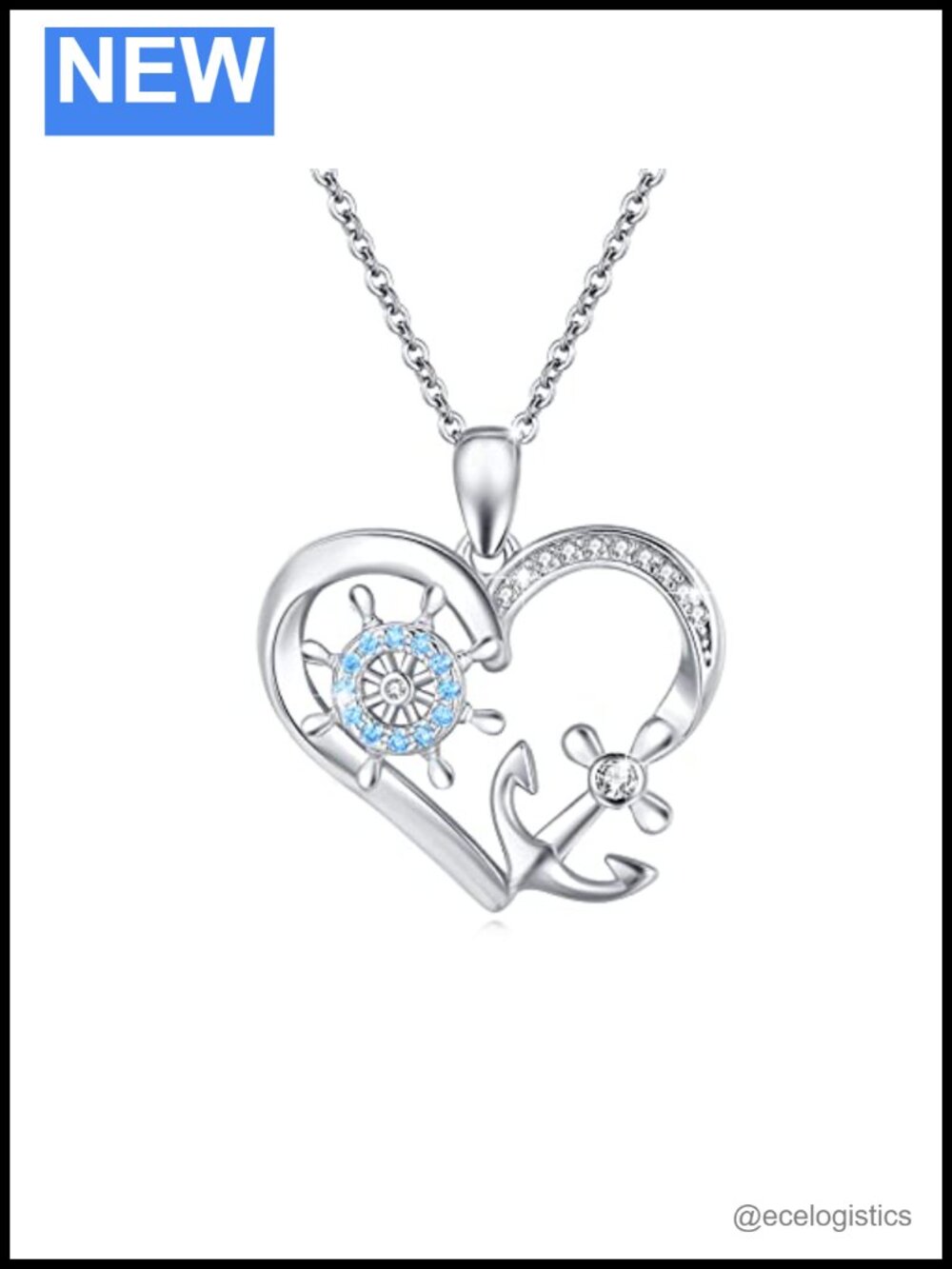 925 Sterling Silver Heart Anchor Pendant Necklace Nautical Jewelry Gift